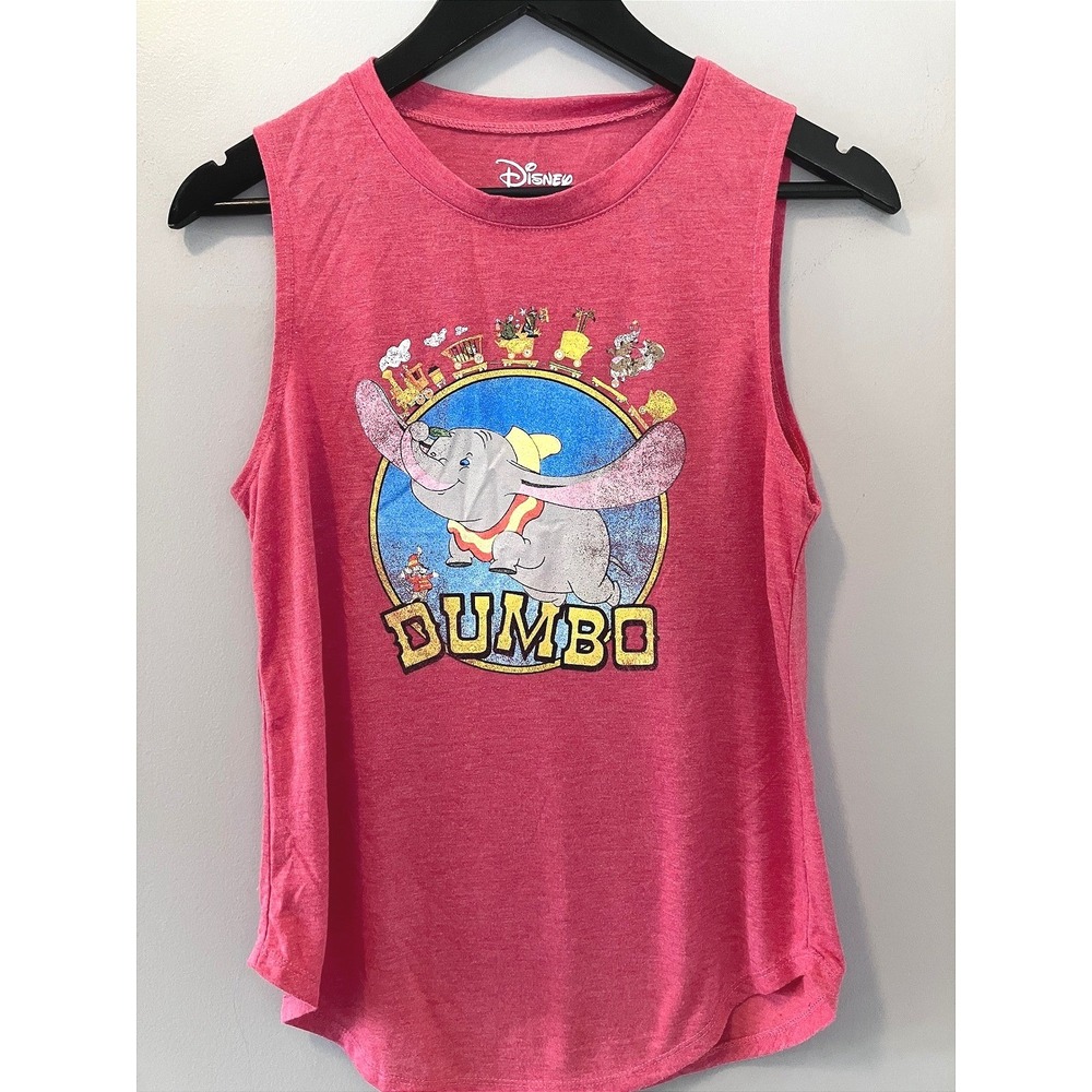 Disney Dumbo Muscle Tank Top Womens Medium Red Heathered Distressed Graphic